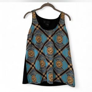 Kardashian Y2K Glam Blue with Gold coin design Sleeveless Women's Tank Top L